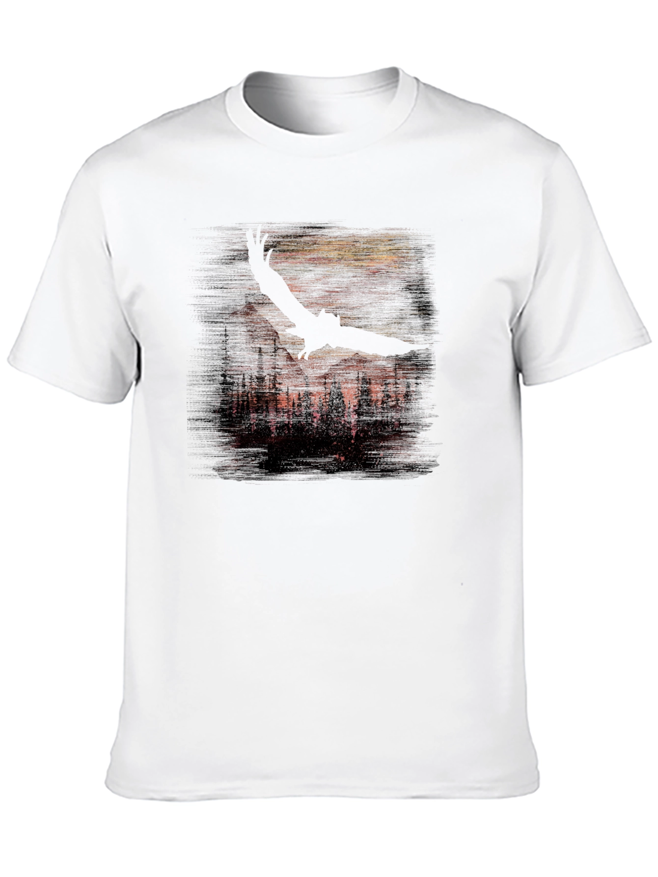 Eagle Forest Graphic Tee - Black Cotton Blend