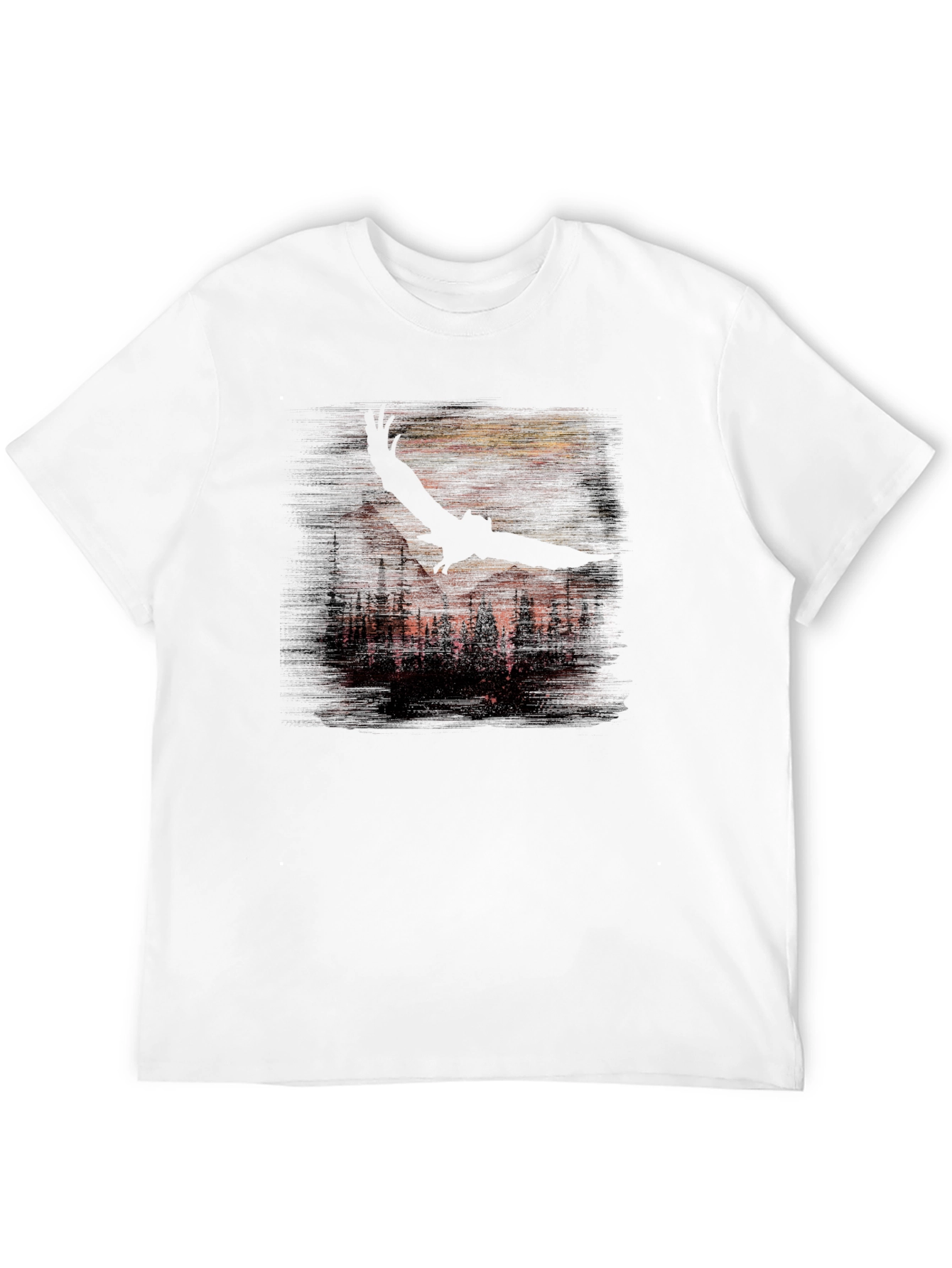 Eagle Forest Graphic Tee - Black Cotton Blend