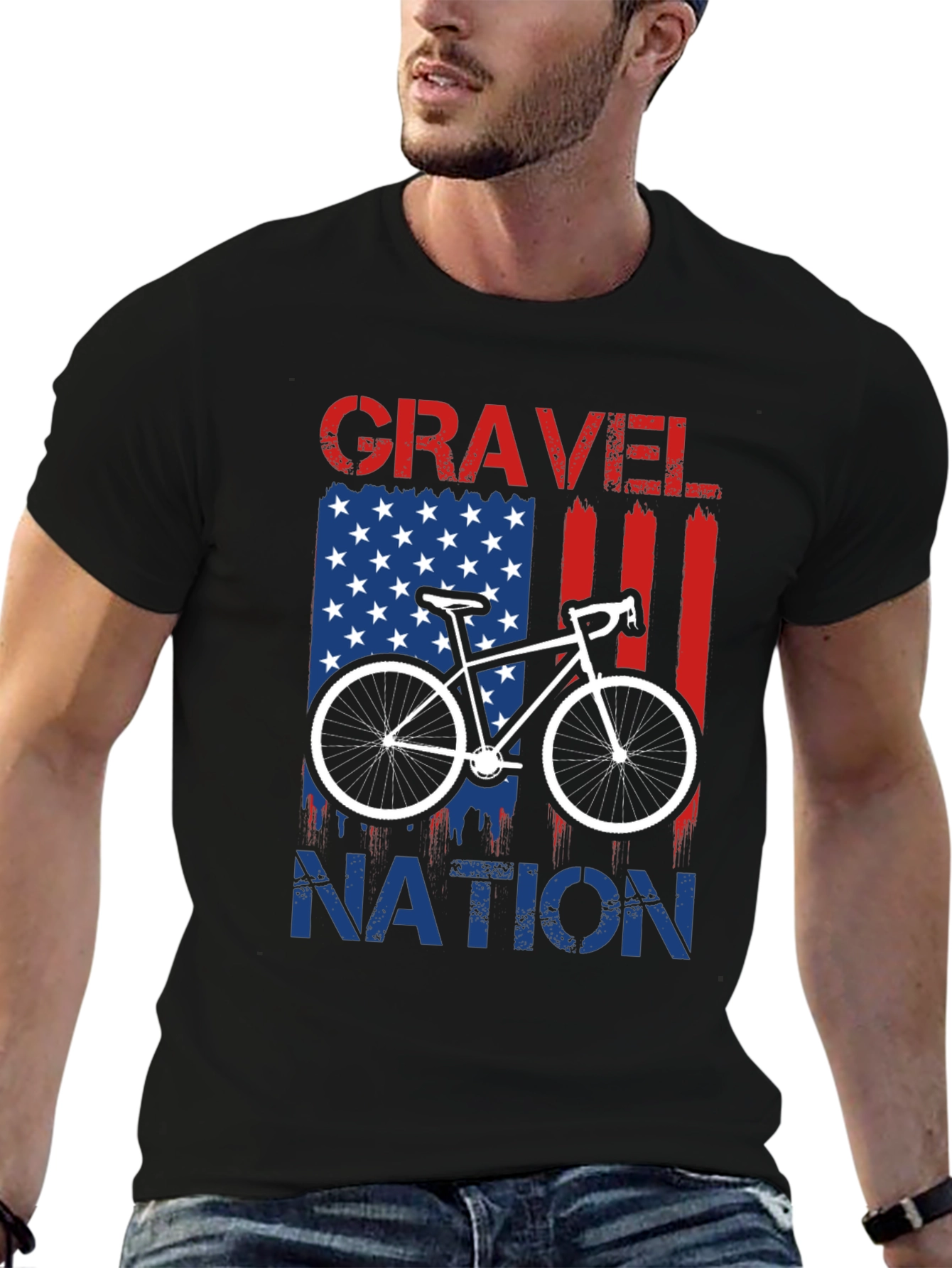 Gravel Nation Cycling T-Shirt - American Flag