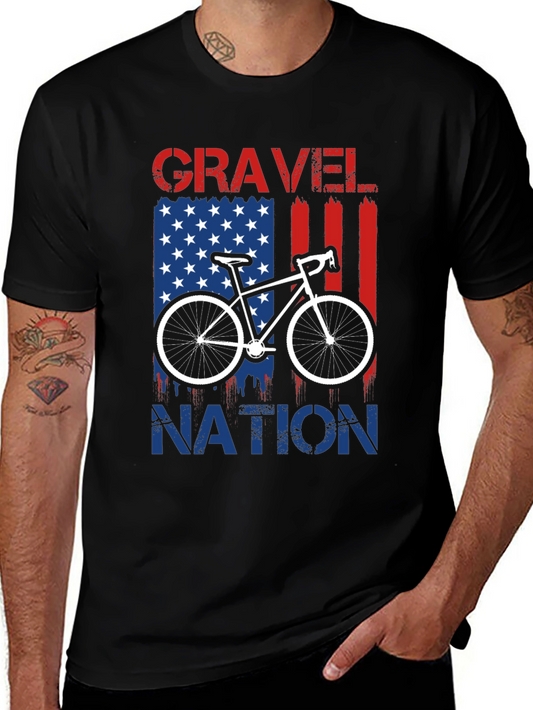 Gravel Nation Cycling T-Shirt - American Flag