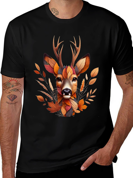 Autumn Deer Graphic T-Shirt - Nature Inspired Art