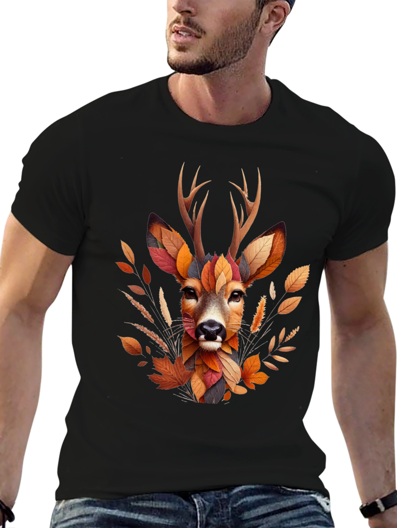 Autumn Deer Graphic T-Shirt - Nature Inspired Art