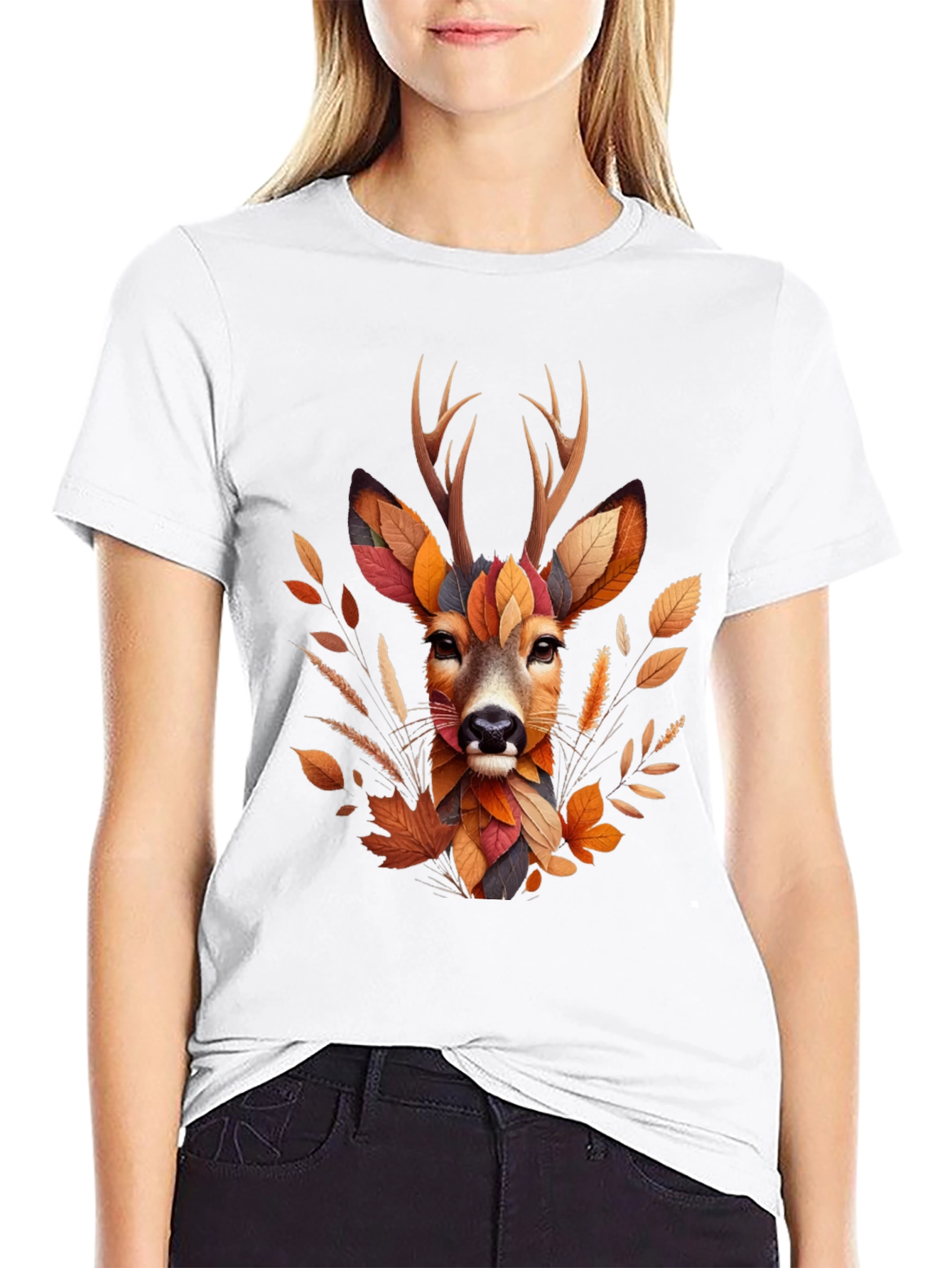 Autumn Deer Graphic T-Shirt - Nature Inspired Art