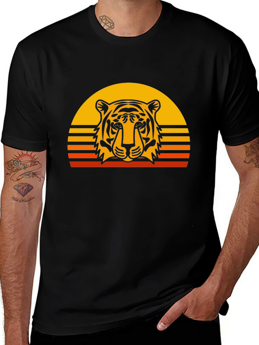 Tiger Sunset Graphic Tee - Retro Style