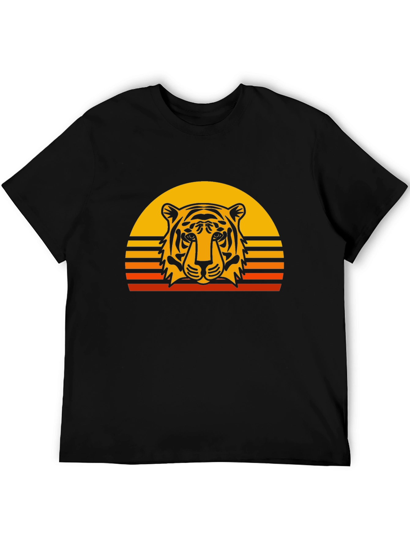 Tiger Sunset Graphic Tee - Retro Style
