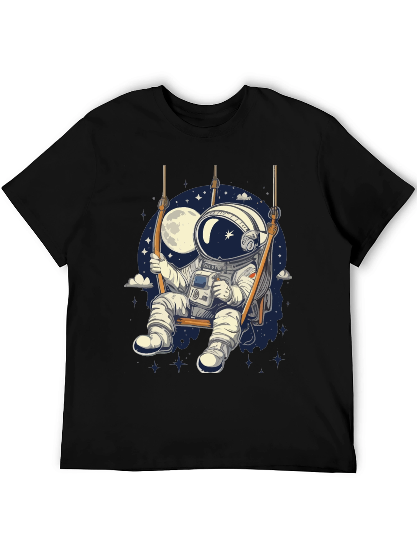 Astronaut on Swing Graphic Tee - Space Adventure T-Shirt