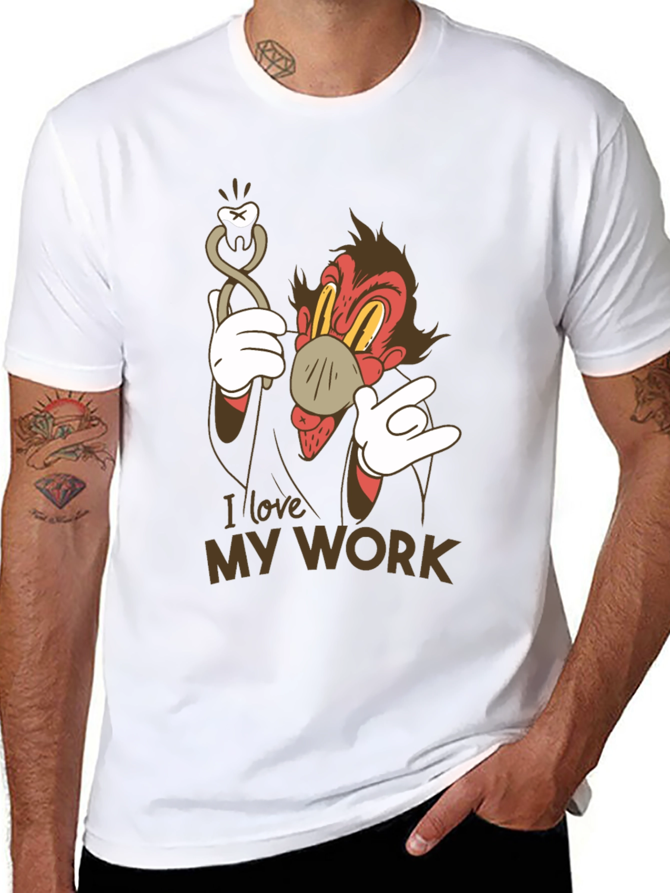 I Love My Work Cartoon Dental T-Shirt