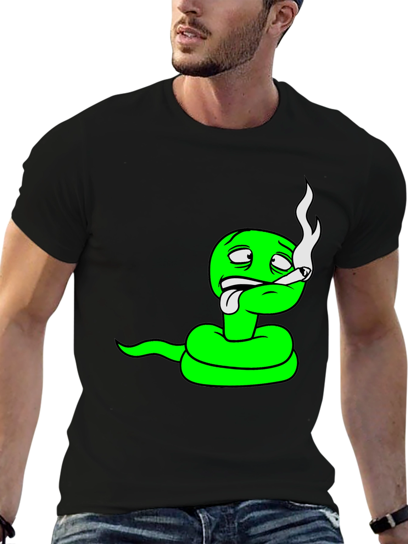 Chill Snake Graphic Tee - Black Cotton Blend