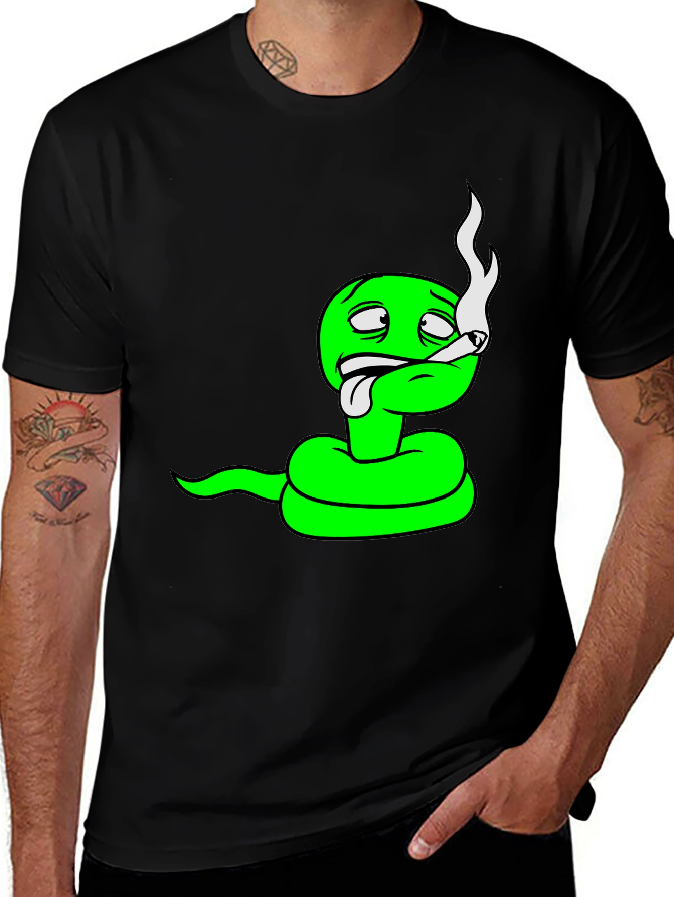 Chill Snake Graphic Tee - Black Cotton Blend