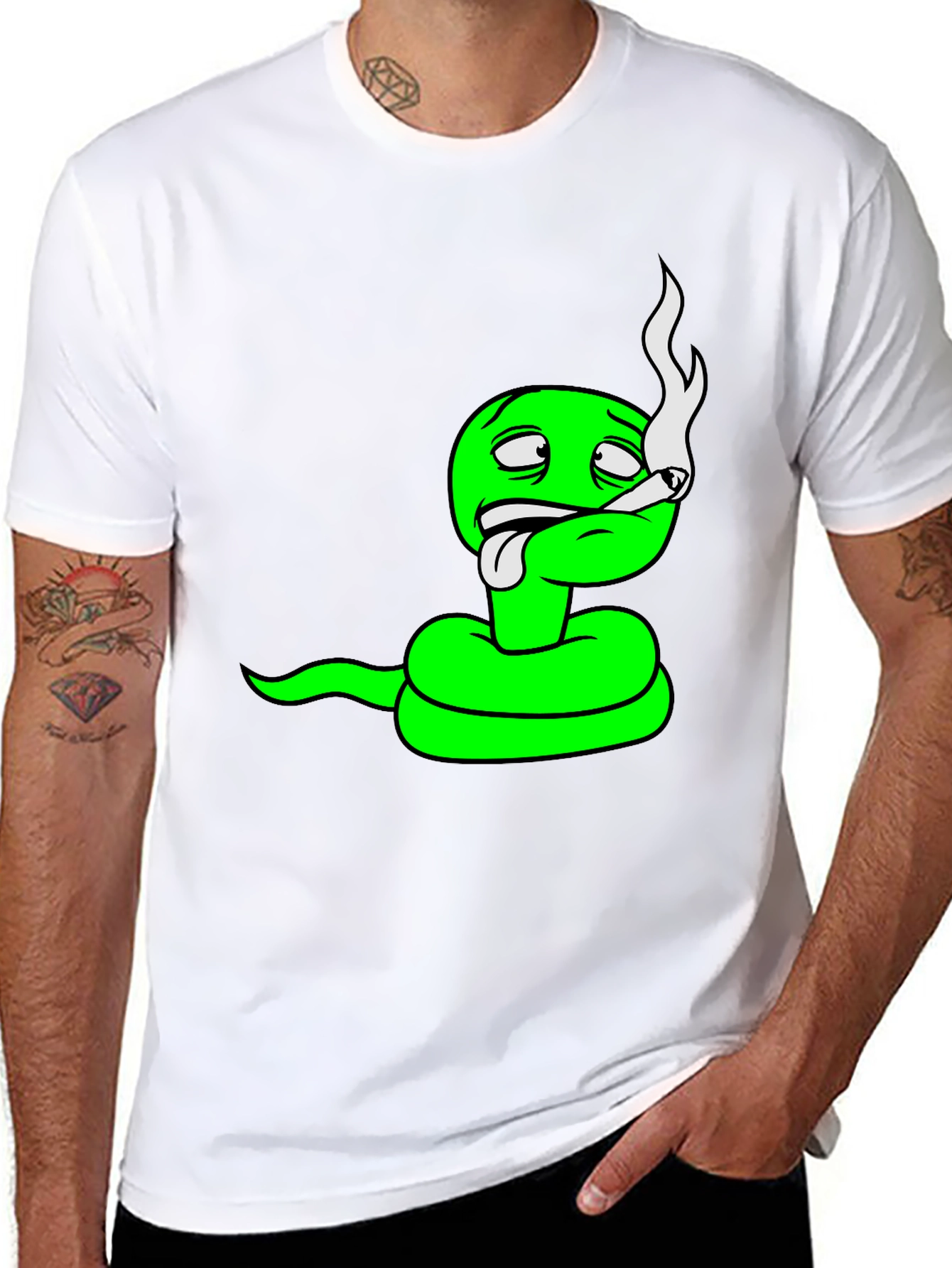 Chill Snake Graphic Tee - Black Cotton Blend