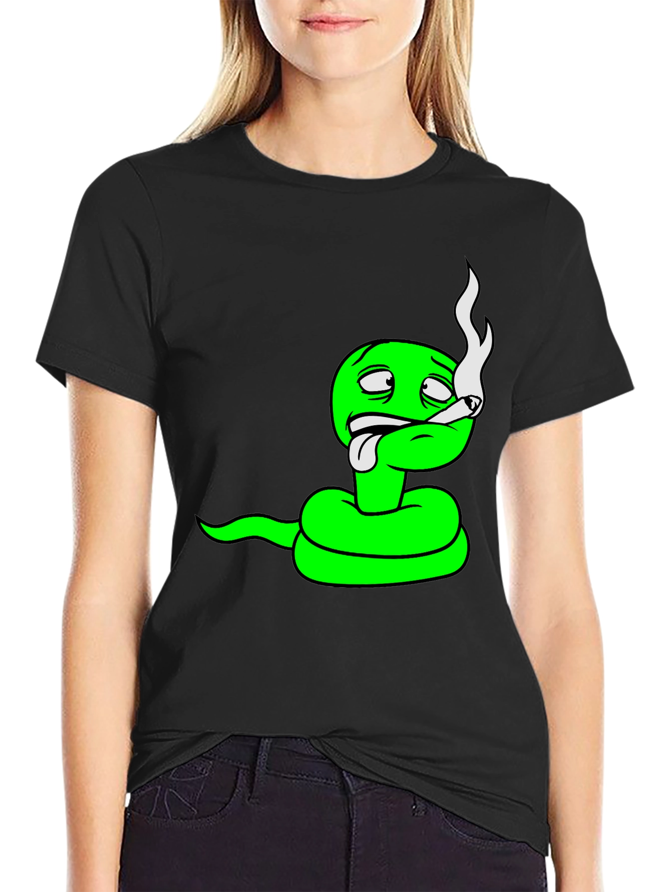 Chill Snake Graphic Tee - Black Cotton Blend
