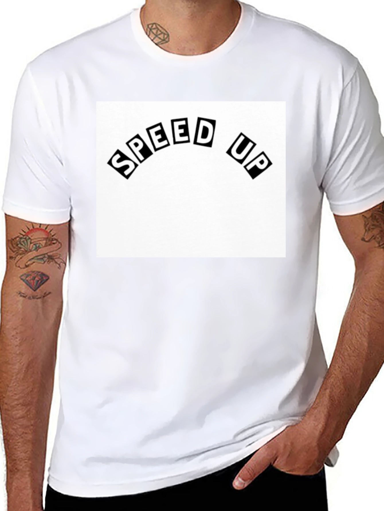 Speed Up Graphic Tee - Black Cotton T-Shirt