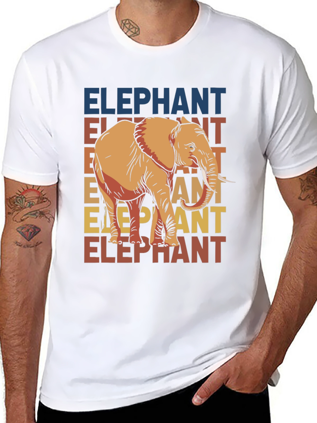 Elephant Graphic Tee - Retro Style