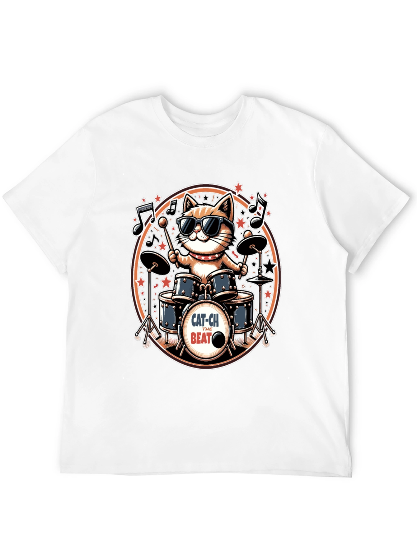 Cool Cat Drummer Graphic Tee - Black
