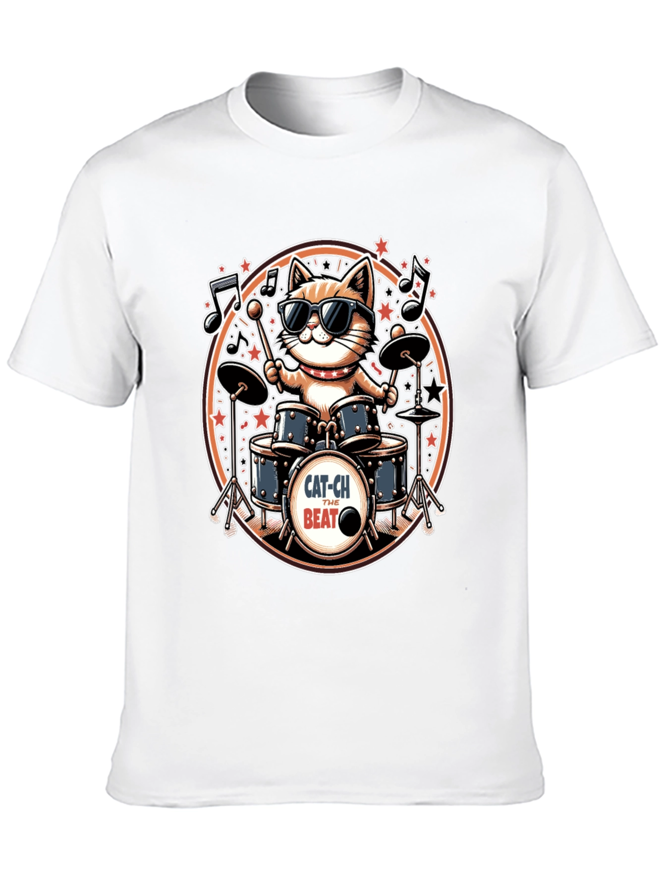 Cool Cat Drummer Graphic Tee - Black