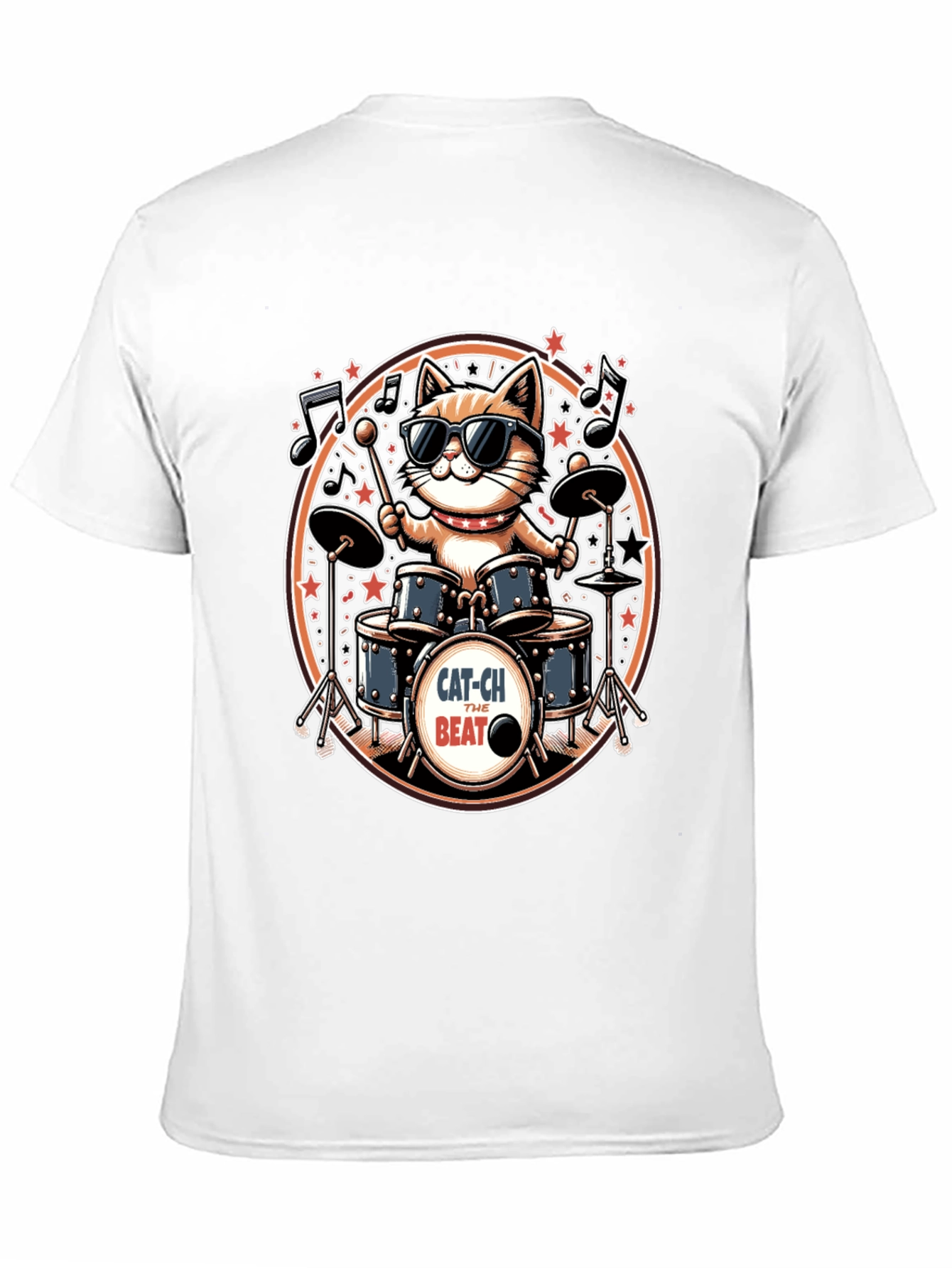 Cool Cat Drummer Graphic Tee - Black