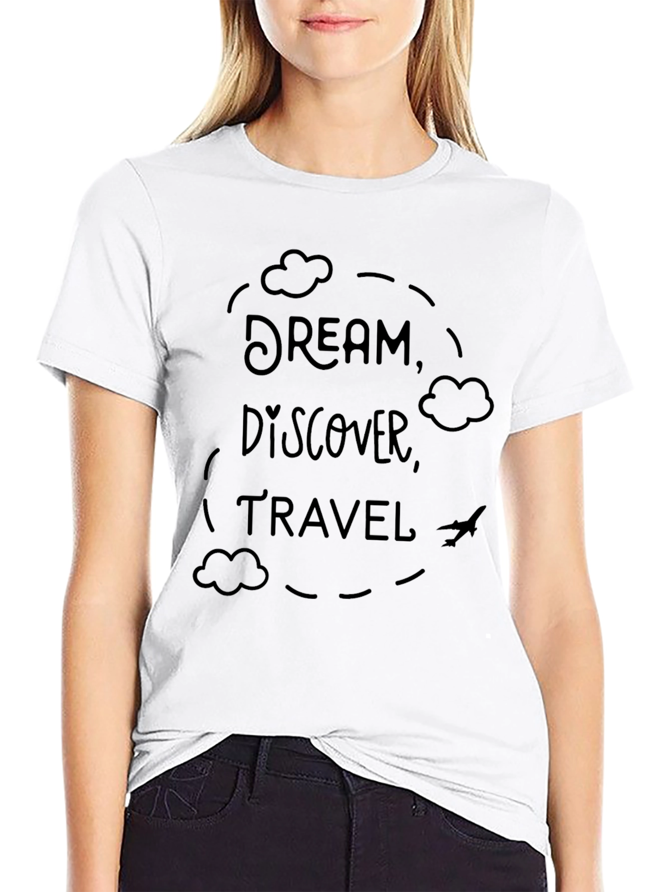 Dream Discover Travel Graphic Tee - Black