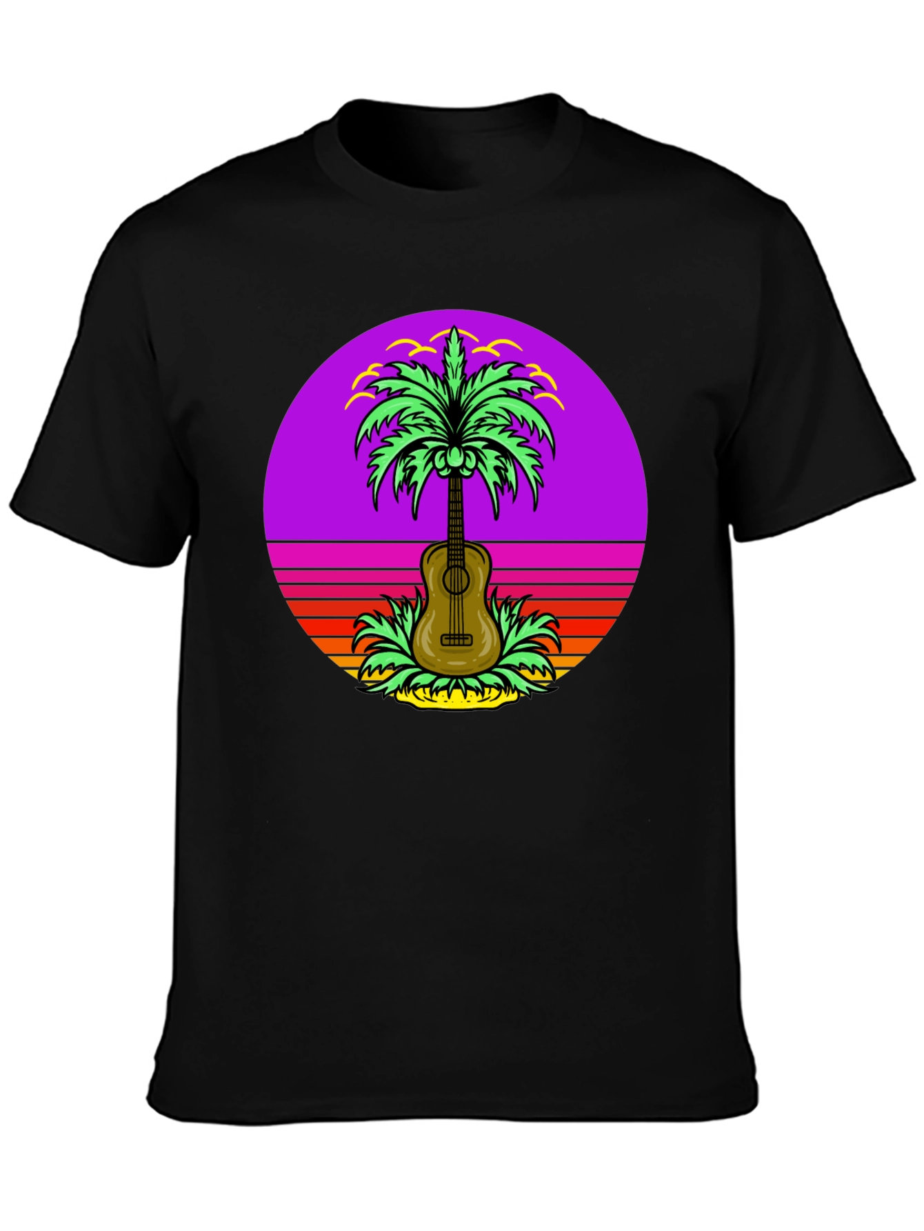 Retro Guitar Palm Tree T-Shirt