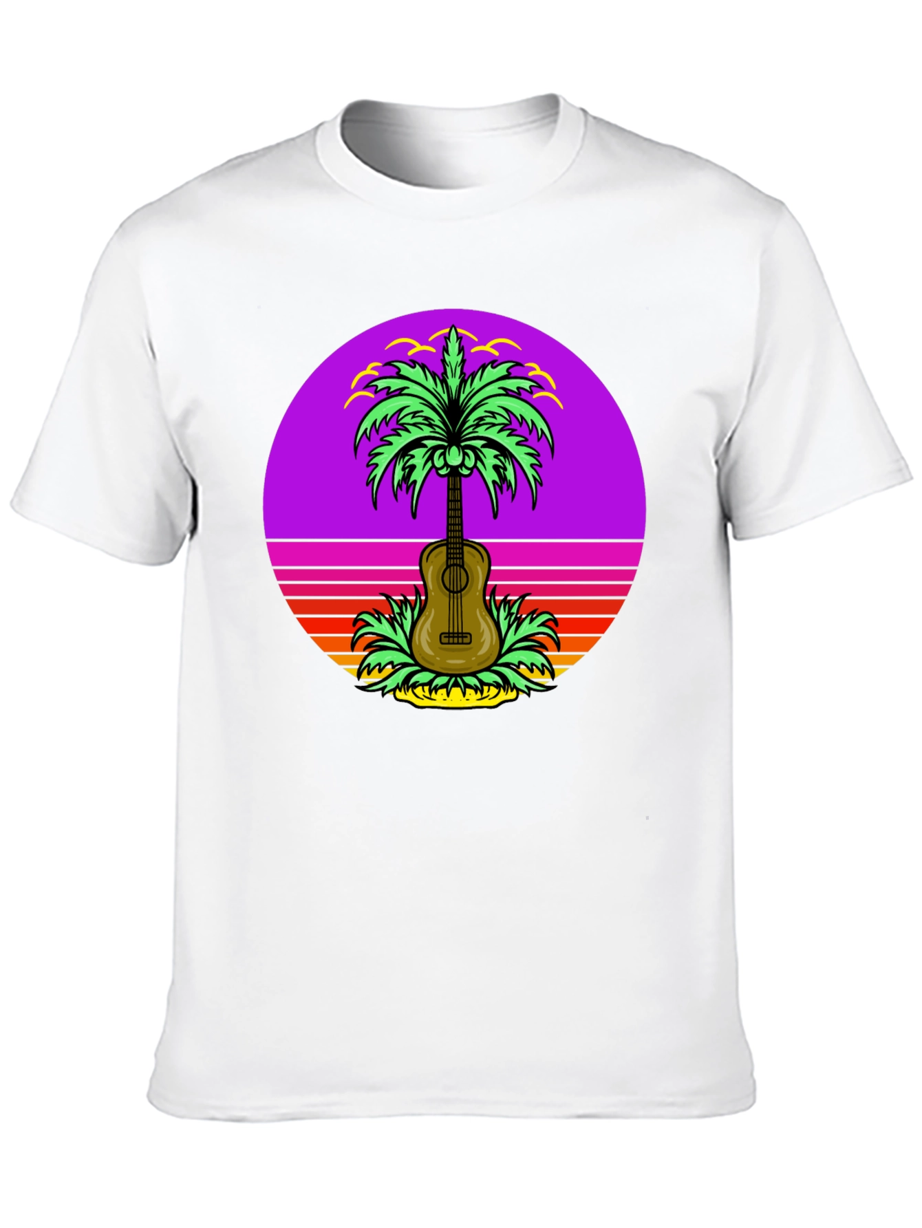 Retro Guitar Palm Tree T-Shirt