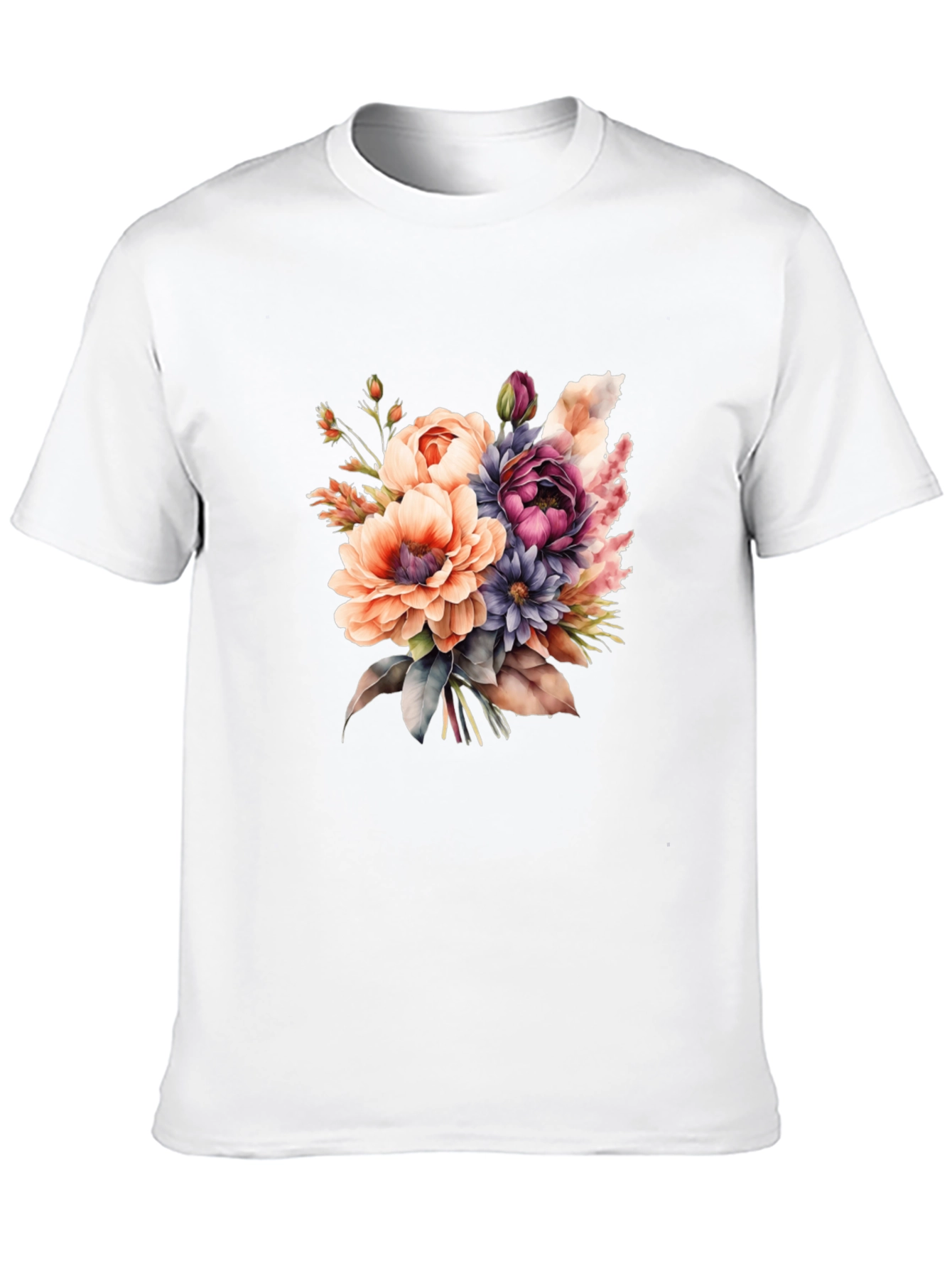 Floral Bouquet Graphic Tee - Black Cotton T-Shirt