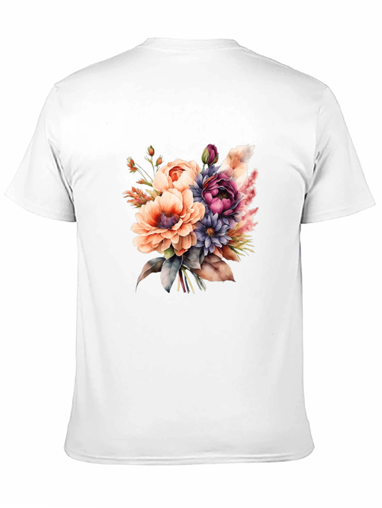 Floral Bouquet Graphic Tee - Black Cotton T-Shirt