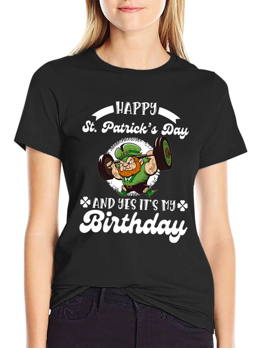 St. Patricks Day Birthday Leprechaun Weightlifting T-Shirt
