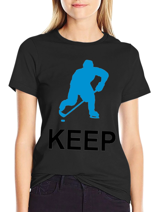 Keep Hockey Tee - Blue Player Graphic - Black Shirt