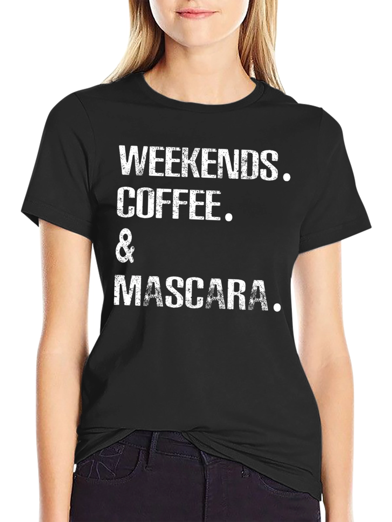 Weekends Coffee and Mascara Black Graphic Tee