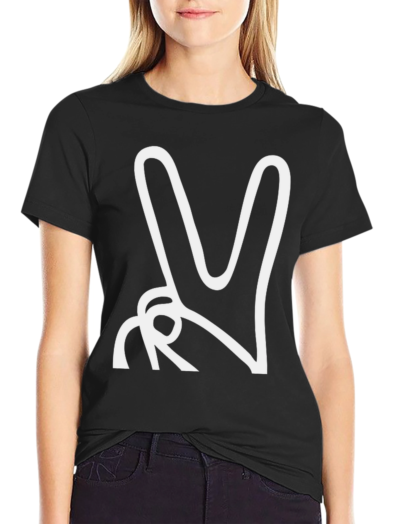 Peace Sign Graphic Tee - Black