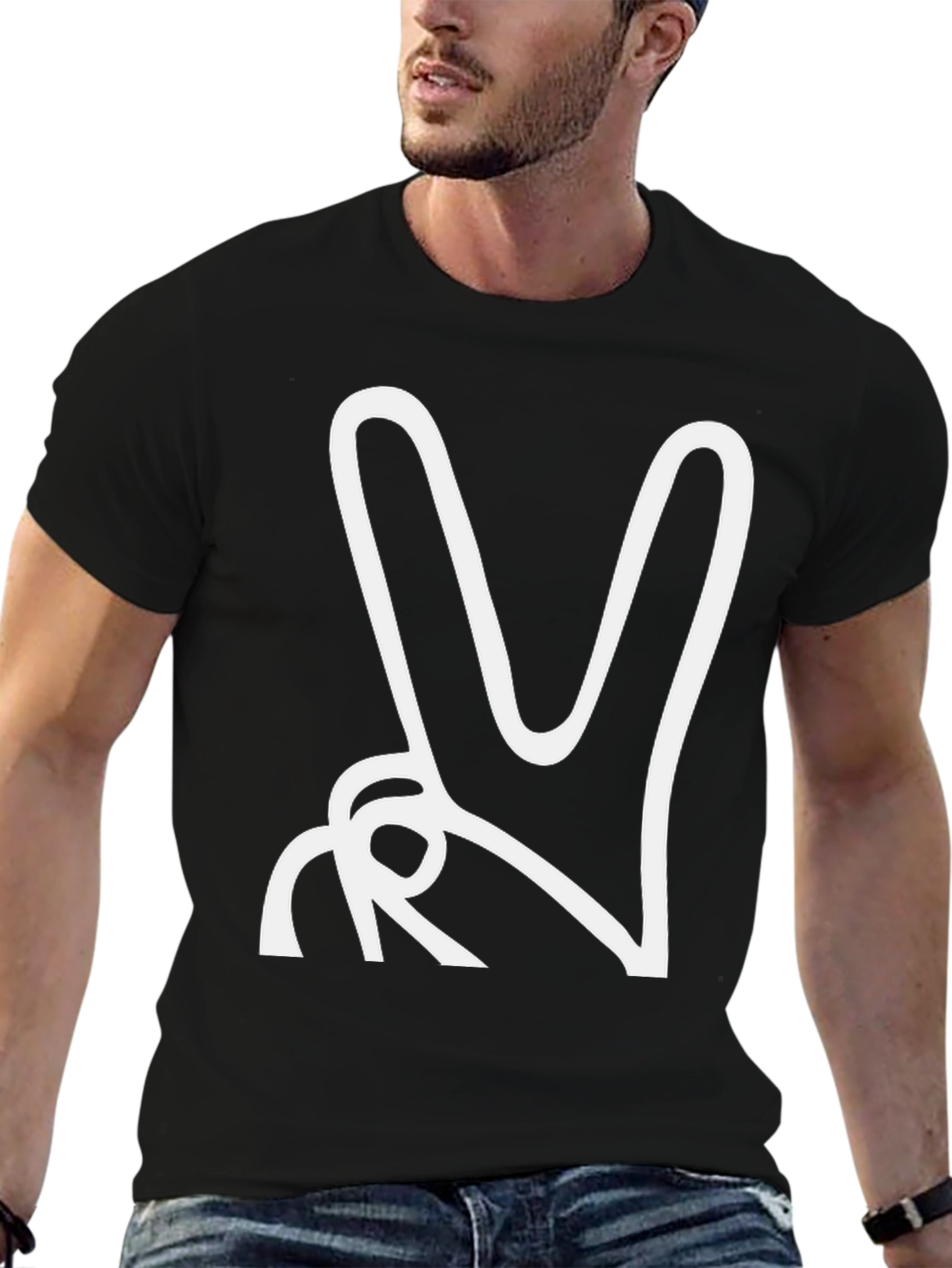 Peace Sign Graphic Tee - Black