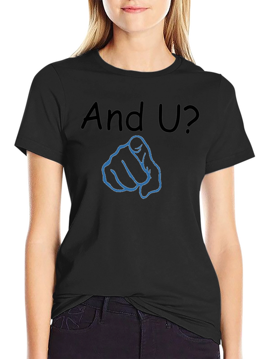 And U? Pointing Finger Graphic Tee - Black Cotton T-Shirt