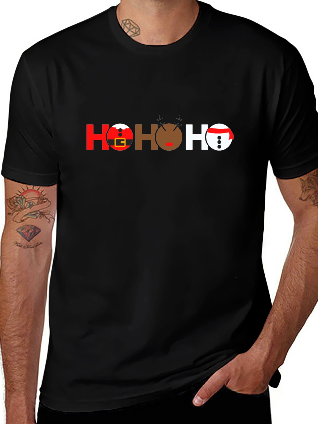Festive HO HO HO Christmas Graphic T-Shirt