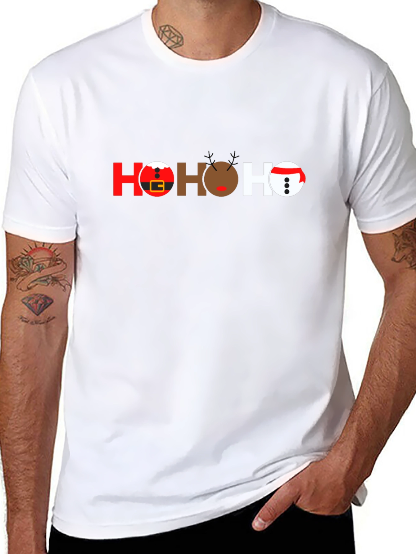 Festive HO HO HO Christmas Graphic T-Shirt
