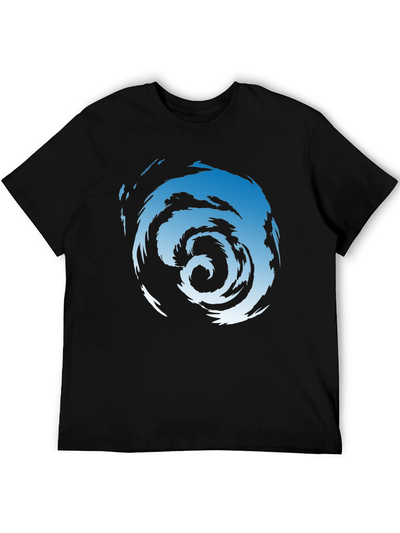Abstract Swirl Graphic Tee - Mens Black Cotton T-Shirt
