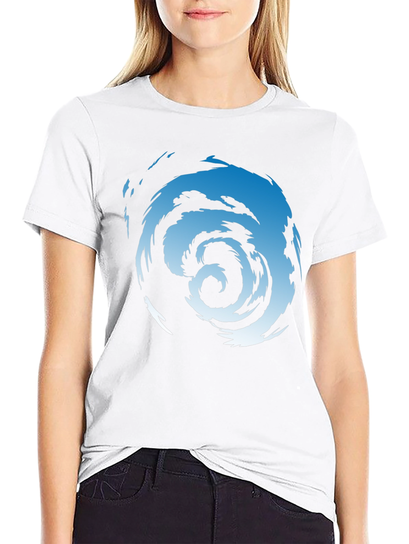 Abstract Swirl Graphic Tee - Mens Black Cotton T-Shirt