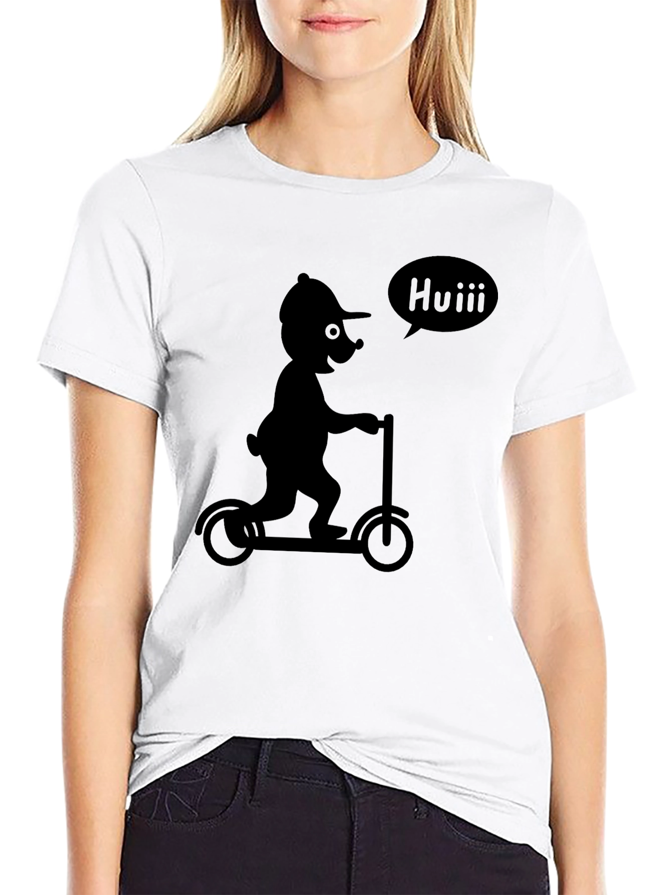Cartoon Scooter Black T-Shirt
