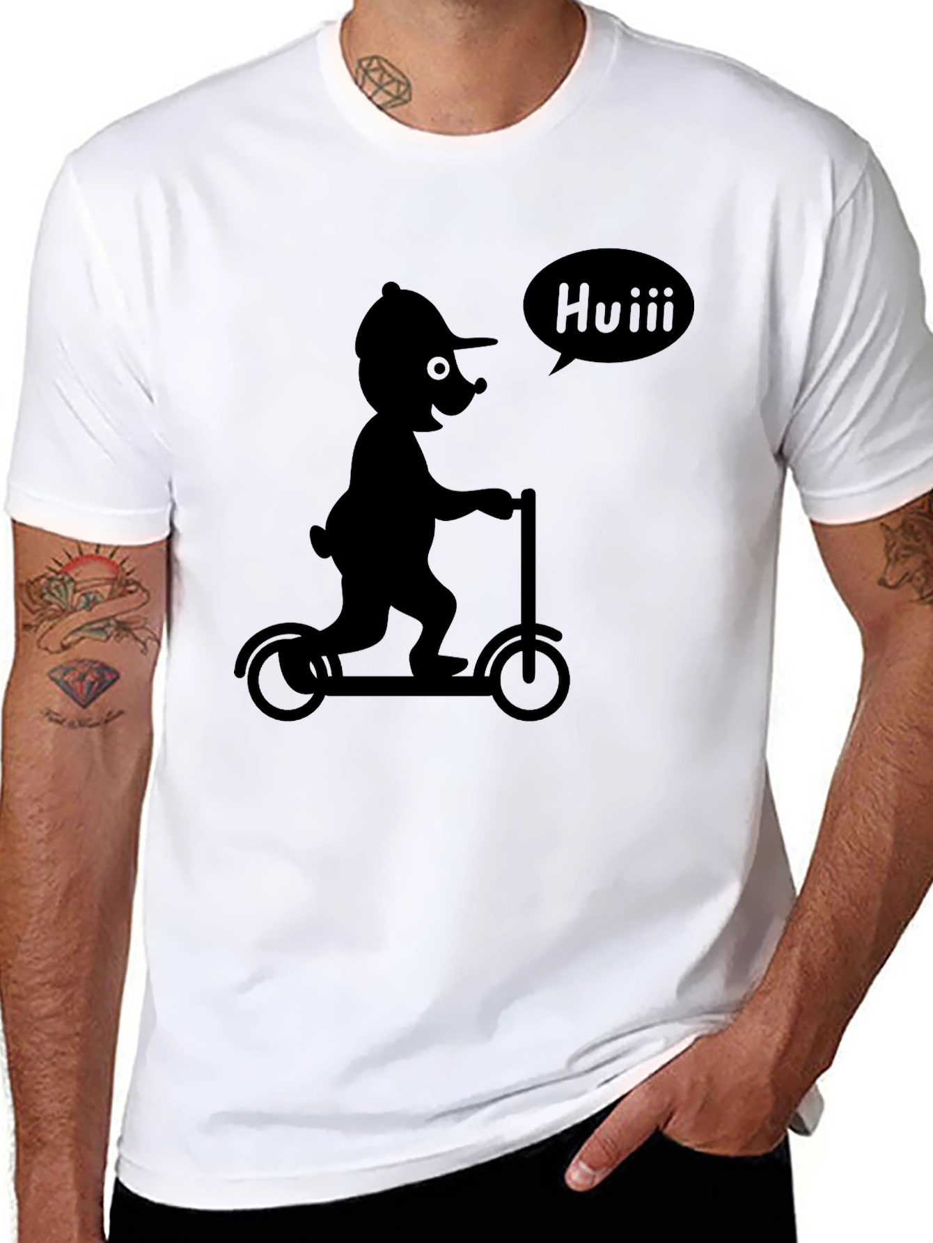 Cartoon Scooter Black T-Shirt