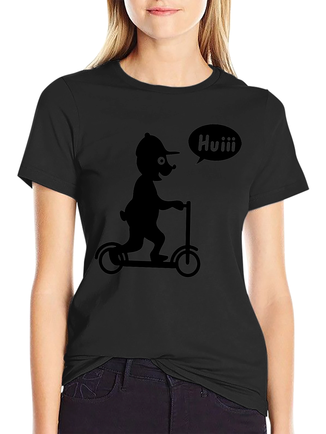 Cartoon Scooter Black T-Shirt