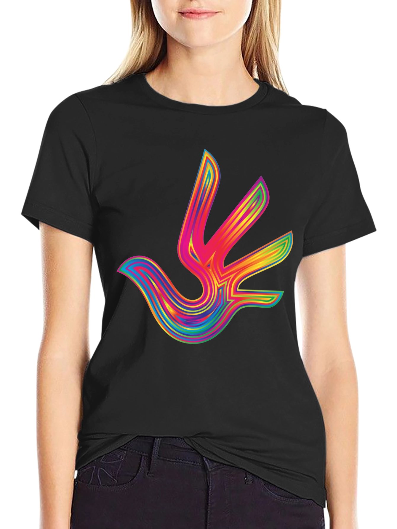 Rainbow Bird Graphic Tee - Modern Style