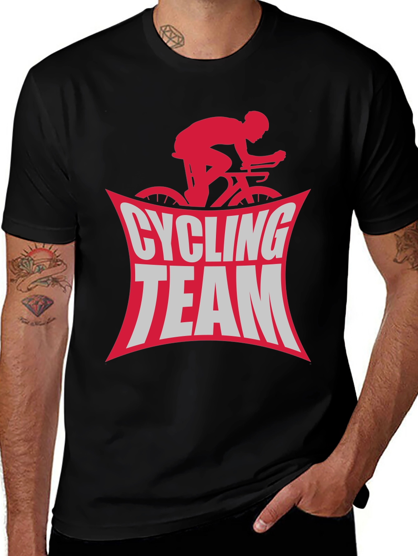Cycling Team Graphic Tee - Black Cotton T-Shirt