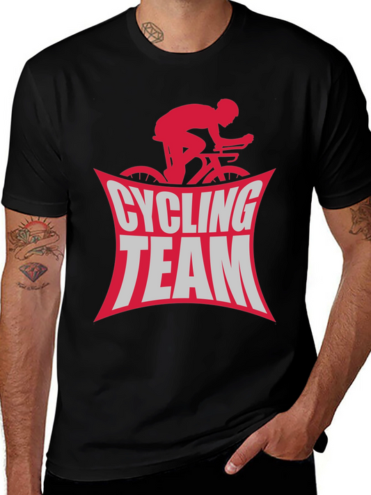 Cycling Team Graphic Tee - Black Cotton T-Shirt