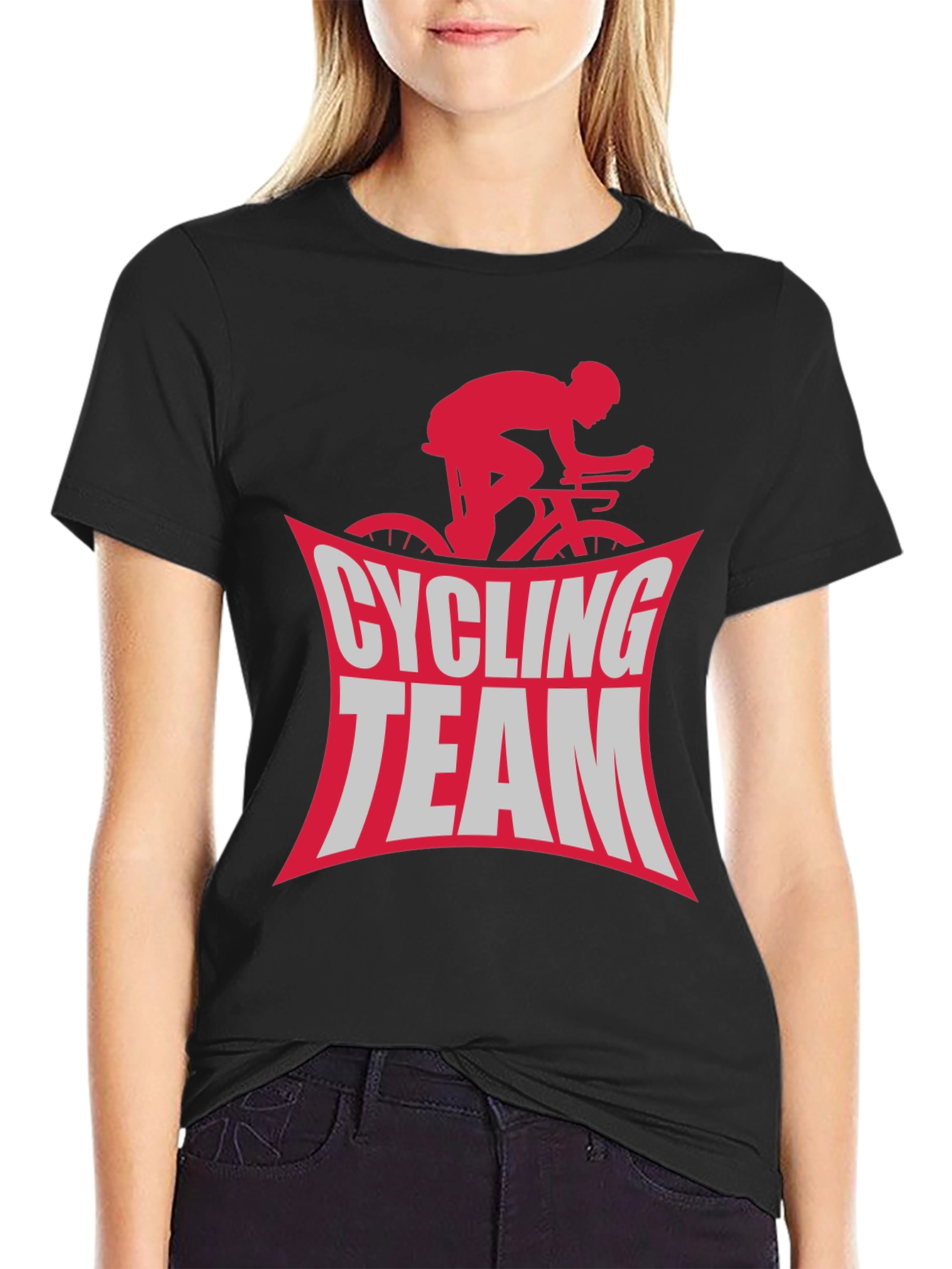 Cycling Team Graphic Tee - Black Cotton T-Shirt