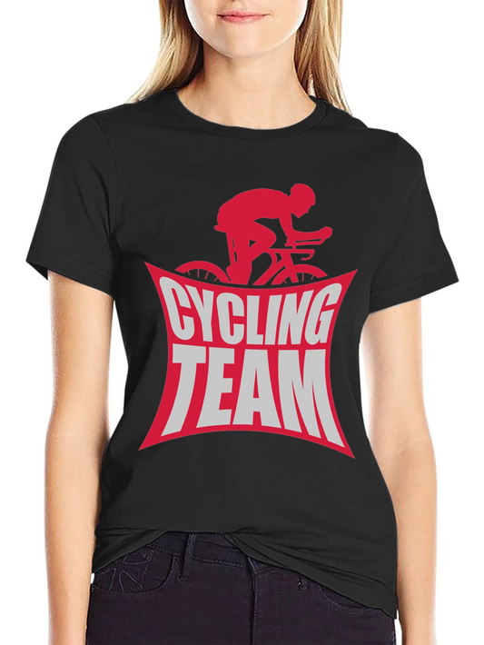 Cycling Team Graphic Tee - Black Cotton T-Shirt