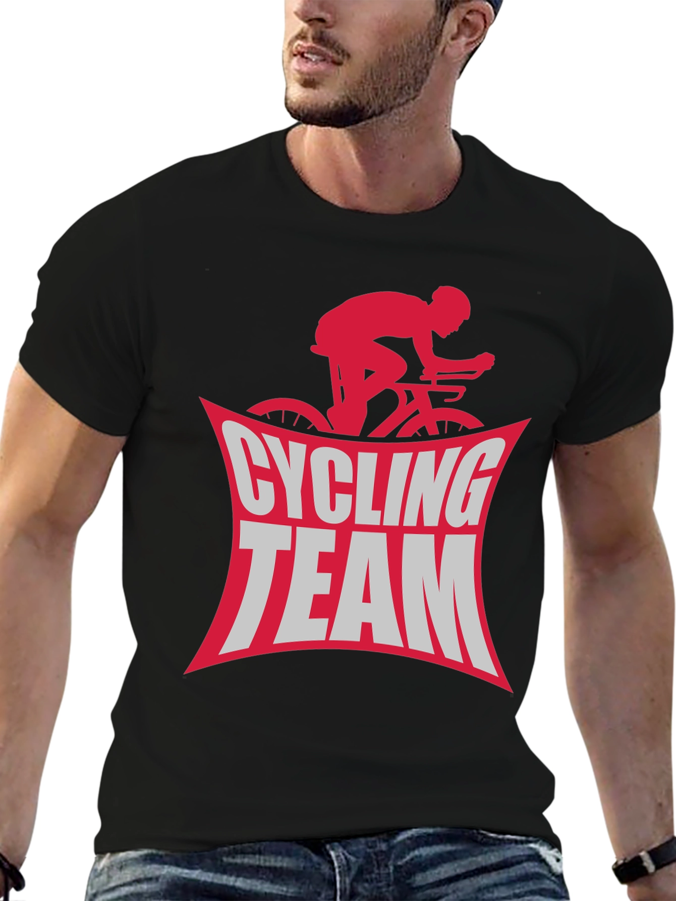 Cycling Team Graphic Tee - Black Cotton T-Shirt