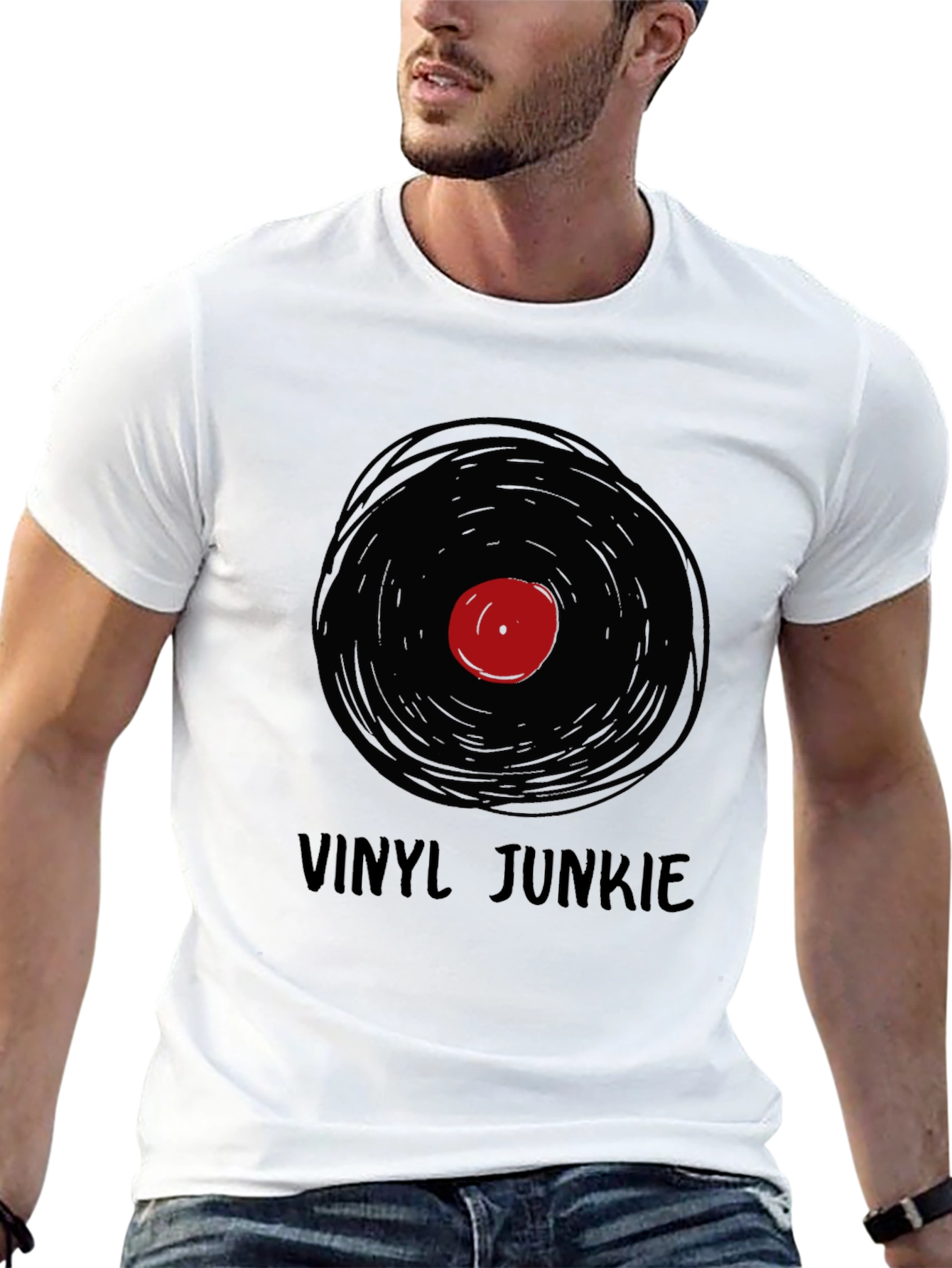 Vinyl Junkie Graphic Tee - Retro Music Lover T-Shirt