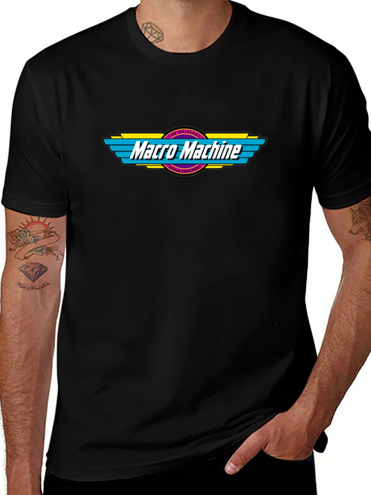 Macro Machine Graphic T-Shirt - Black Cotton