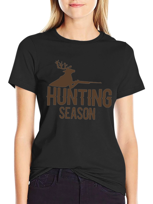 Hunting Season Deer Graphic Black T-Shirt
