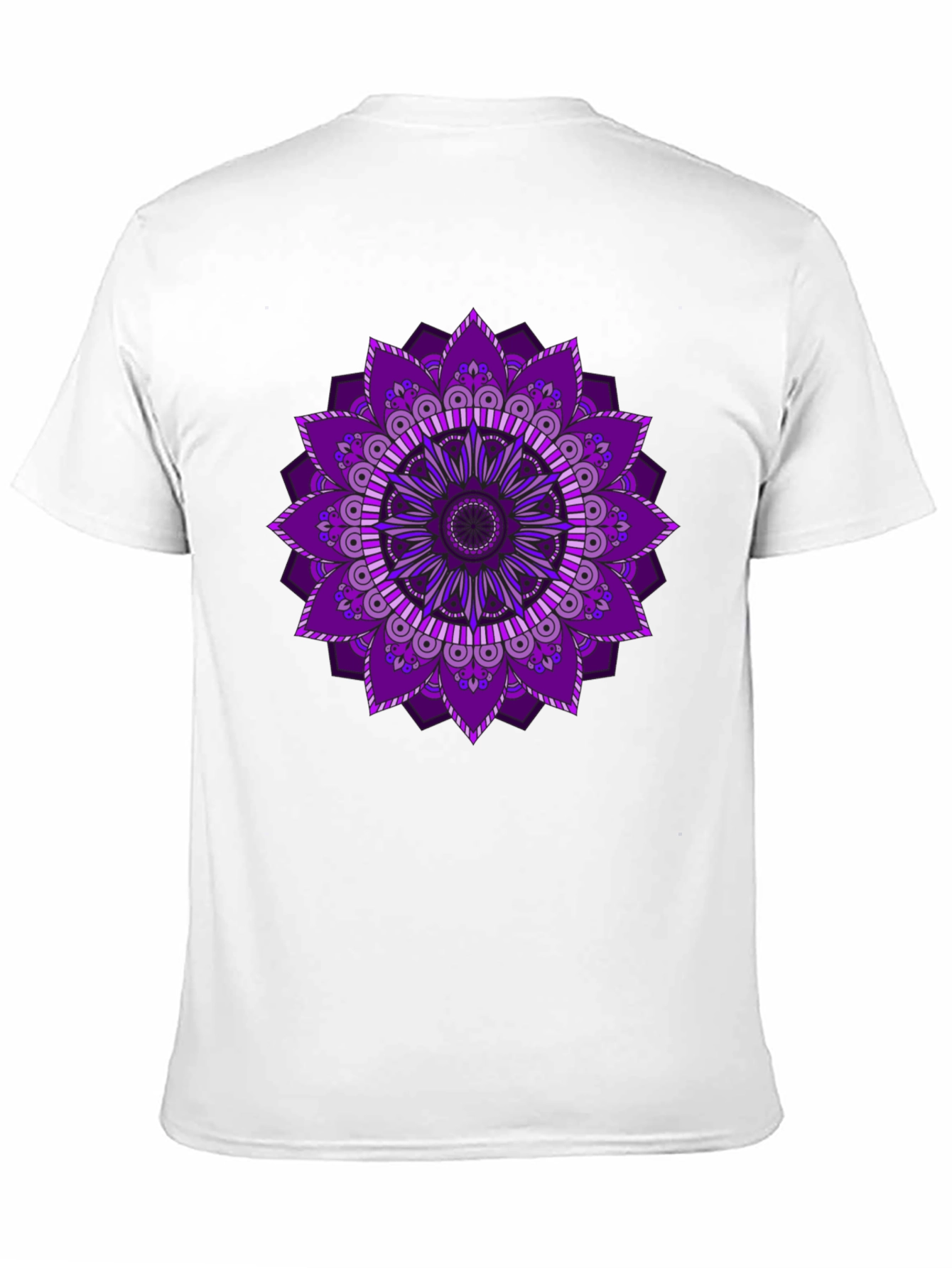 Purple Mandala Print Black T-Shirt