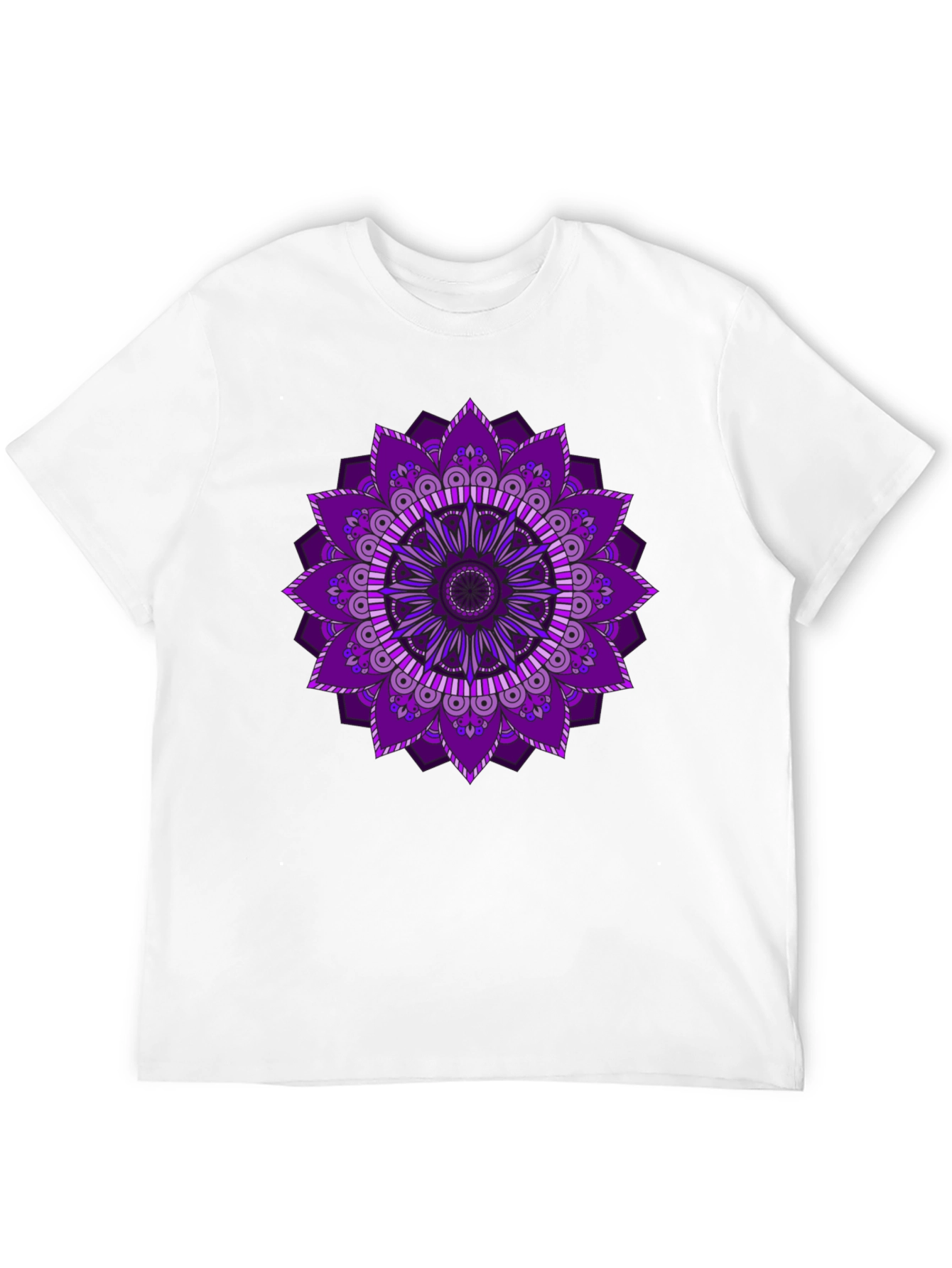 Purple Mandala Print Black T-Shirt