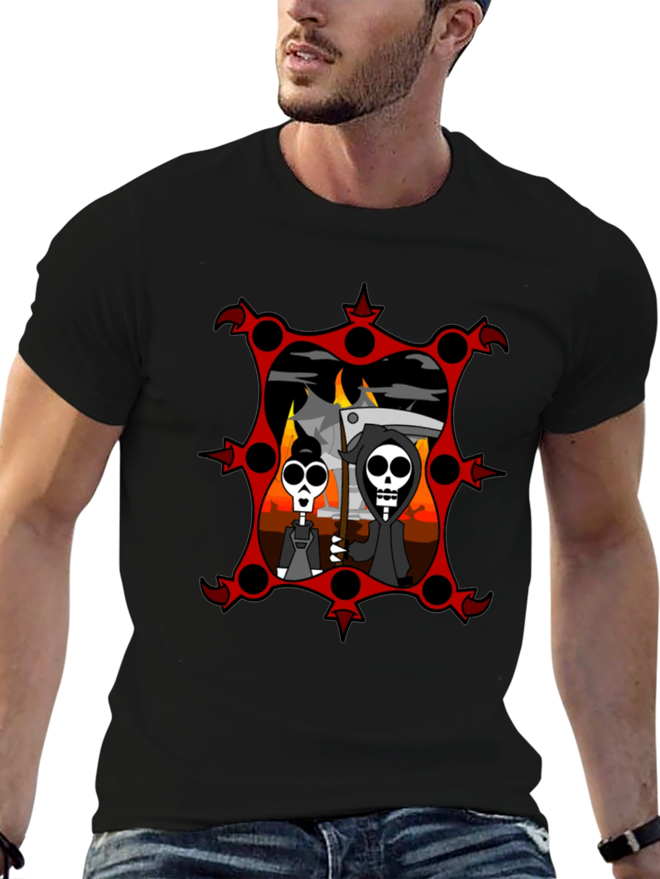 Grim Reaper Couple Black Graphic Tee